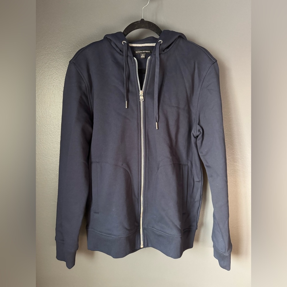 Banana Republic NWOT Men's Dark Blue Zip-Up Hoodie Sz. Medium